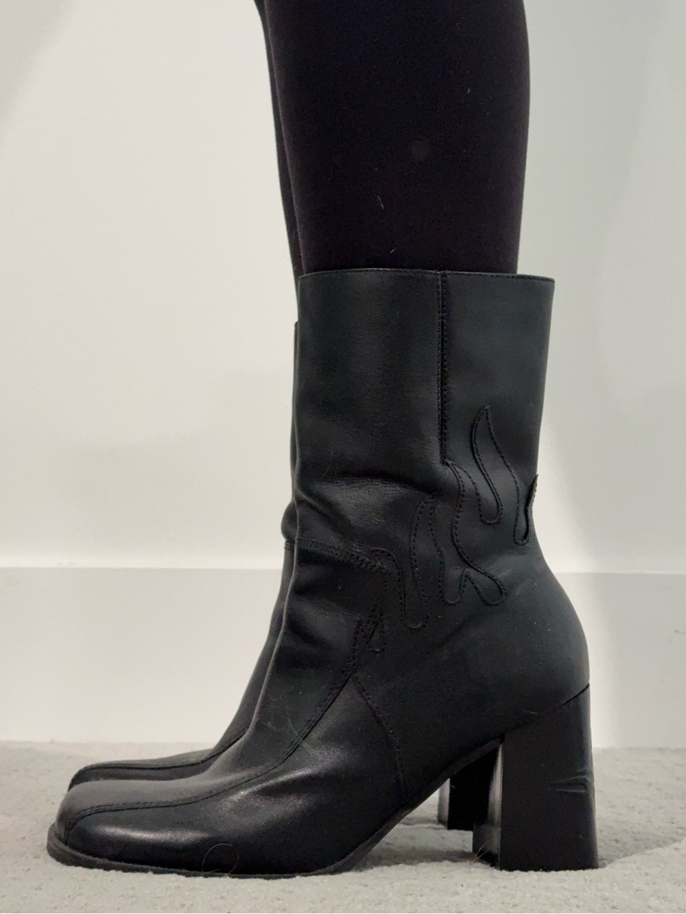 Harley-Davidson Vintage Black Leather “Flame” Boots